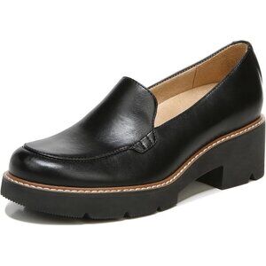 Naturalizer Cabaret Lug Sole Loafers - Black Faux Leather